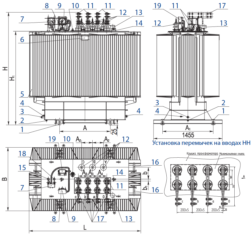 ТМГ 11 2500/35/6,3(10,5) силовой трансформатор габаритные размеры